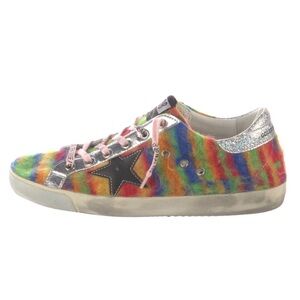 Fuzzy rainbow golden goose worn once women’s size 41